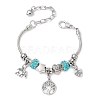 3 Pcs 3 Styles Alloy Snake Chain Charms Bracelets BJEW-JB11448-3