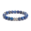 Natural Gemstone & Alloy Beaded Stretch Bracelet for Men Women BJEW-JB08578-4