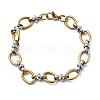 304 Stainless Steel Oval Link Chain Bracelets for Women BJEW-D377-01A-4