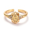 Flower with Virgin Mary Cubic Zirconia Cuff Ring RJEW-E170-05G-2