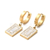Synthetic White Shell Rectangle Dangle Earrings with Rhinestone EJEW-E286-02G-1