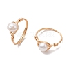 Nuggets Natural Cultured Freshwater Pearl Finger Rings RJEW-JR00697-01-1