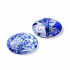 Blue and White Floral Printed Glass Cabochons GGLA-A002-20mm-XX-3
