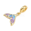 Brass Micro Pave Clear Cubic Zirconia European Dangle Charms KK-N271-46G-03-2