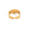 Ion Plating(IP) 304 Stainless Steel Flat Round Open Cuff Ring for Women RJEW-S405-188G-2