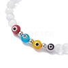 Cat Eye & Handmade Evil Eye Lampwork Round Beaded Stretch Bracelets for Women BJEW-JB12289-03-3