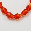 Orange Red Faceted Glass Teardrop Beads Strands X-GLAA-R024-6x4mm-18-1