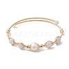 Natural Mixed Stone Round Beaded Cuff Bangle BJEW-JB10113-3