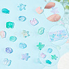 ARRICRAFT 128PCS 4 Colors 4 Style Ocean Theme Transparent Spray Painted Glass Beads GLAA-AR0001-46-3