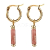 Natural Plum Blossom Jade Column Drop Earrings for Women EJEW-JE04701-01-1