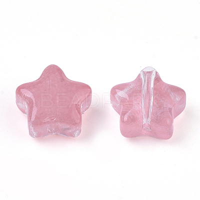 Transparent Spray Painted Glass Beads X-GLAA-N035-01-A03-1