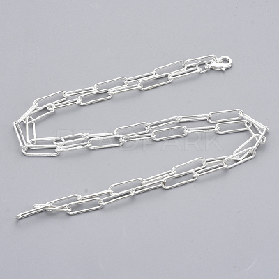 Brass Round Oval Paperclip Chain Necklace Making MAK-S072-05B-S-1