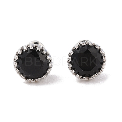 Rack Plating Brass Pave Single Cubic Zirconia Stud Earrings X-EJEW-I304-02P-03-1