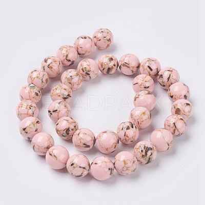 Sea Shell and Synthetic Turquoise Assembled Beads Strands G-G758-09-8mm-1