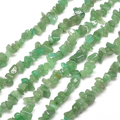 Natural Green Aventurine Chip Bead Strands G-M205-10B-1