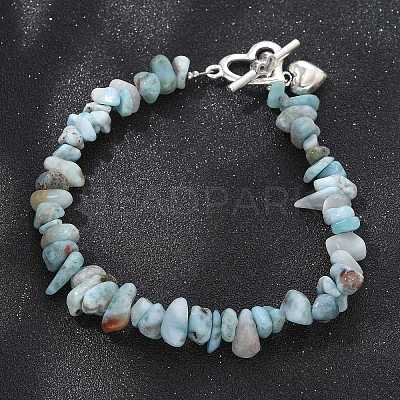 Natural Larimar Beaded Bracelets BJEW-JB02681-01-1