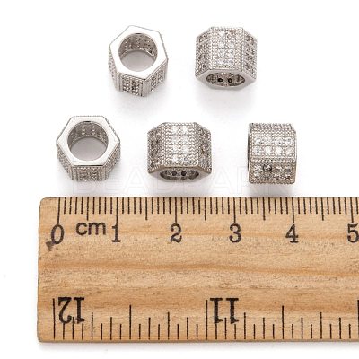 Brass Cubic Zirconia European Beads ZIRC-F001-124P-1