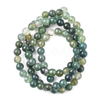 Natural Moss Agate Beads Strands X-GSR4mmC001-1