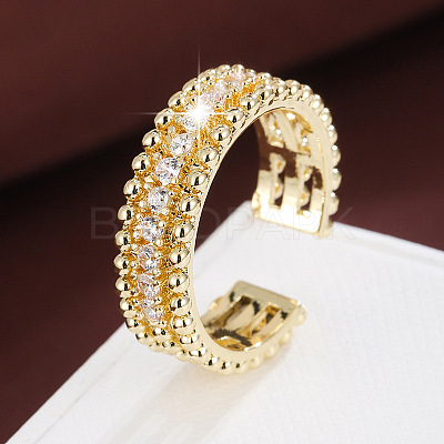Brass Micro Pave Cubic Zirconia Cuff Open Rings WG3C068-01-1