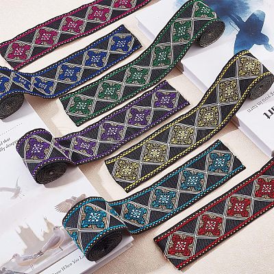 12.25M 7 Colors Ethnic Style Polyester Ribbons OCOR-FG0001-23-1