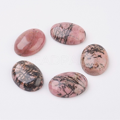 Natural Rhodonite Flat Back Cabochons G-G741-25x35mm-12-1