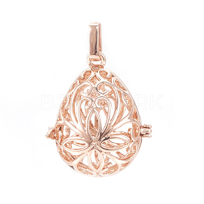 Rack Plating Brass Cage Pendants KK-S751-002RG-1