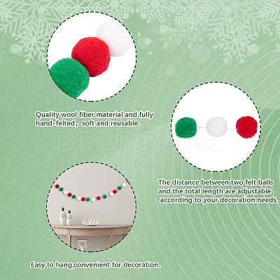 4Pcs Pom Pom Ball with Polyester Cord Hanging Banners AJEW-CP0009-76B-1