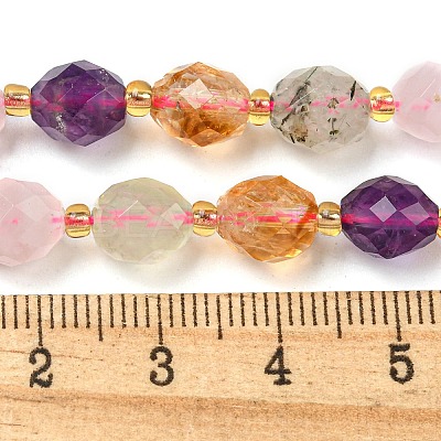 Natural Amethyst & Rose Quartz & Prehnite & Citrine Beads Strands G-N342-53-1