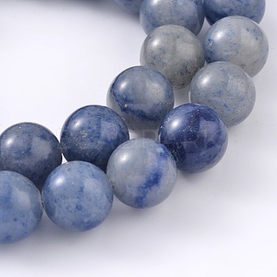 Dyed & Heated Natural Blue Aventurine Round Bead Strands X-G-M248-8mm-01-1