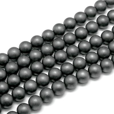Frosted Non-magnetic Synthetic Hematite Round Bead Strands X-G-J344-8mm-1