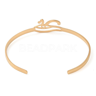 201 Stinless Steel God Eye of Horus Cuff Bangles for Women BJEW-P337-01G-1