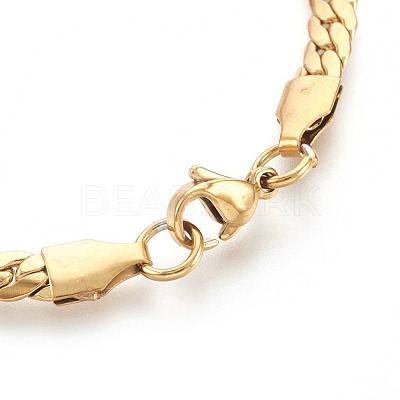 Ion Plating(IP) 304 Stainless Steel Curb Chain Bracelets BJEW-L636-02A-G-1
