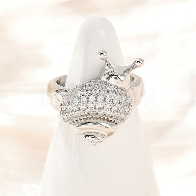 Brass Micro Pave Clear Cubic Zirconia Cuff Rings RJEW-P155-02P-1