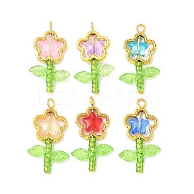 Acrylic Flower-shaped Pendants PALLOY-JF03867-01-S-1