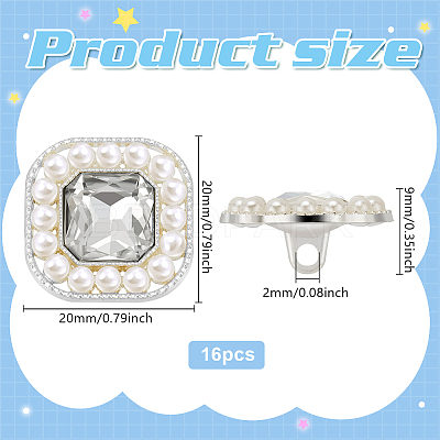 16Pcs 1-Hole Alloy Shank Buttons BUTT-FG0001-30-1