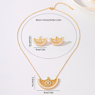 Brass Micro Pave Clear Cubic Zirconia Moon Pendant Necklaces & Stud Earrings Sets for Women WM4804-1