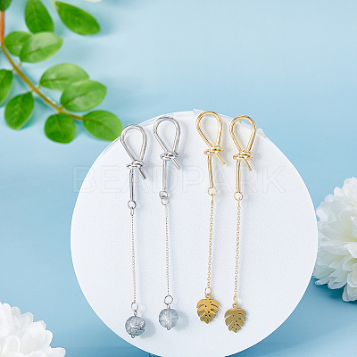 8 Pairs 2 Color Brass Stud Earring Findings KK-FH0006-64-1