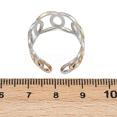 304 Stainless Steel Double Color Cuff Rings RJEW-S635-01GP-15-1