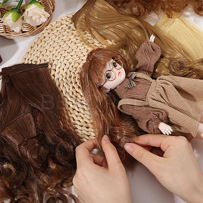 4Pcs 4 Colors PP Doll Wig Long Curly Hair DIY-GL0006-20B-1