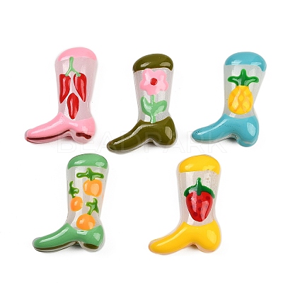 Boot Baking Paint Glass Enamel Beads LAMP-C020-02-1