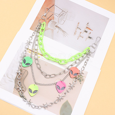 Extra-terrestrial Head Plastic & Alloy Barbed Wire 3 Layer Pants Chains for Women FS-WG4F403-01-1