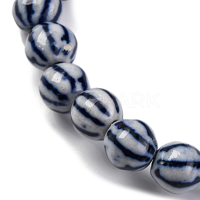 Handmade Blue and White Porcelain Beads Strands PORC-I027-02D-1