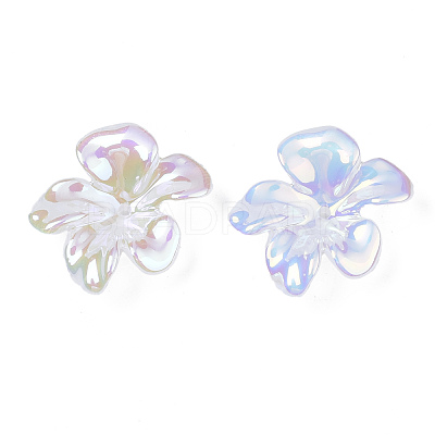 5-Petal Electroplate Acrylic Bead Caps PACR-T014-01-1