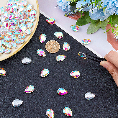 80Pcs Glass Rhinestone Cabochons RGLA-FG0001-16B-1