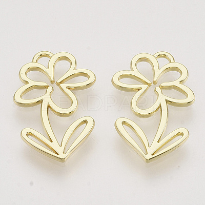 Rack Plating Alloy Open Back Bezel Pendants X-PALLOY-N150-38-1