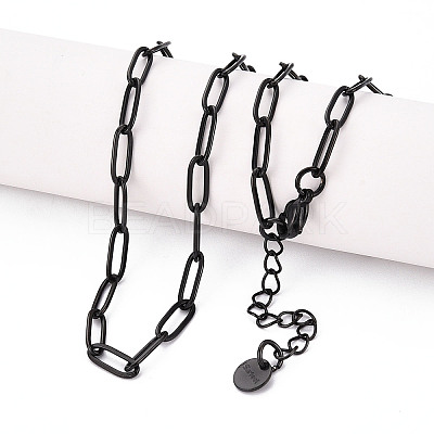 Ion Plating(IP) 304 Stainless Steel Paperclip Chain Necklace NJEW-D045-14B-03-1