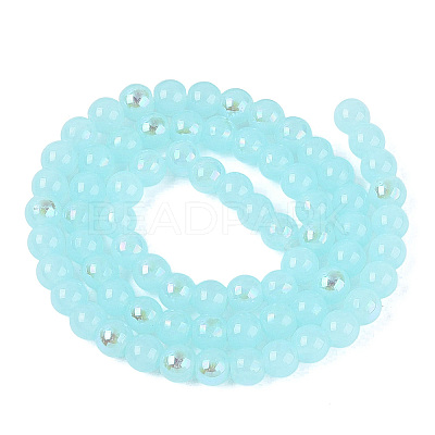 Electroplate Imitation Jade Glass Beads Strands EGLA-Q132-6MM-01B-05-1