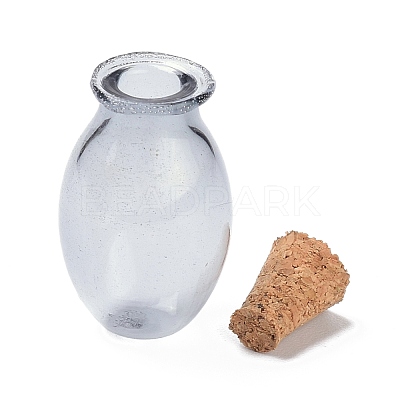 Oval Glass Cork Bottles Ornament AJEW-O032-03E-1