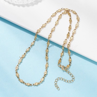 3.5MM 304 Stainless Steel Flower Link Chain Necklaces for Women NJEW-JN05599-1