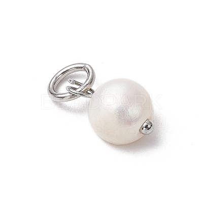 10Pcs 2 Colors Natural Cultured Freshwater Pearl Potato Charms PALLOY-JF03920-1